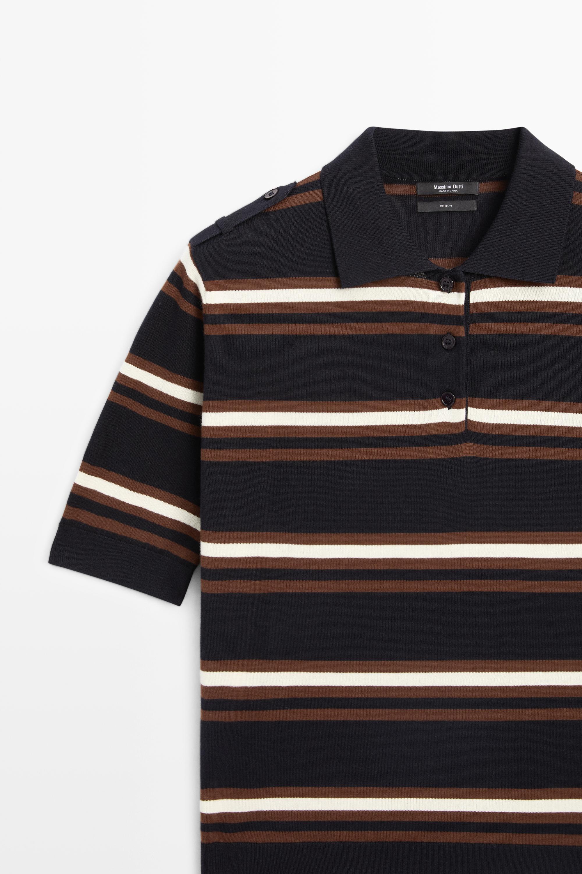 100% Cotton Striped Knit Polo